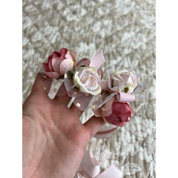 Monnalisa girls floral corsage bracelet headband wedding boho set main image 5